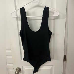 Nuuds Black Seamless Scoop Tank Bodysuit Size M